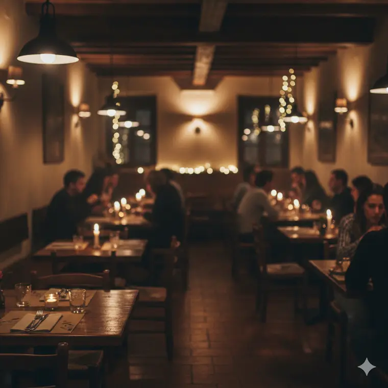 Abendstimmung im Restaurant mit Gästen